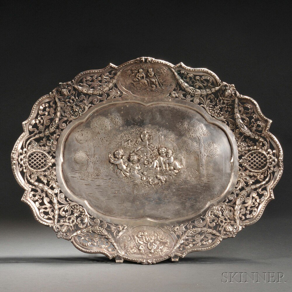 Appraisal: German Silver Repousse-decorated Tray Hanau early th century Weinranck Schmidt