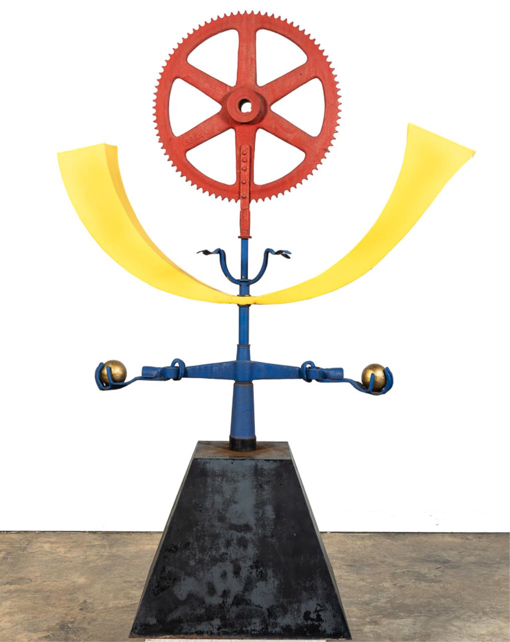 Appraisal: BLUE RED YELLOW LARGE INDUSTRIAL SCULPTURE American School large industrial