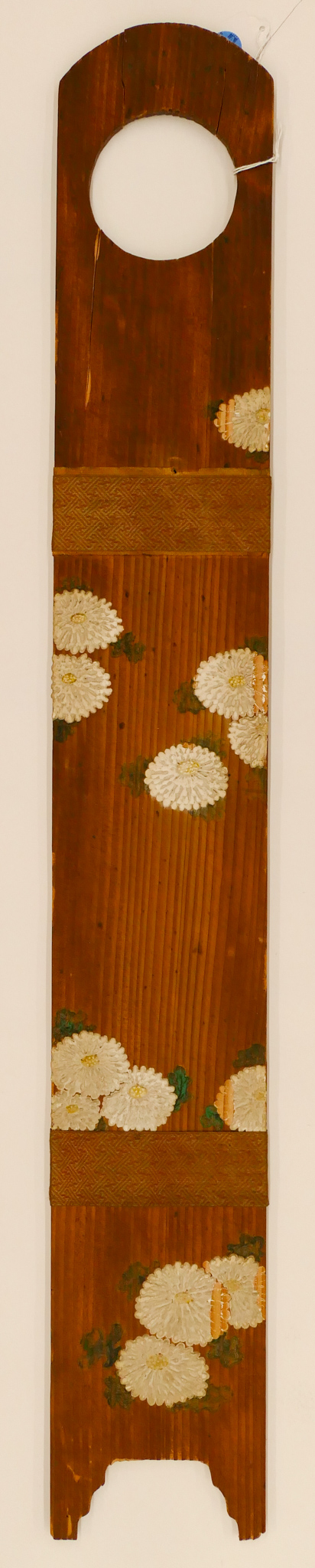 Appraisal: Old Japanese Chrysanthemum Painted Wood Panel ''x '' - Some