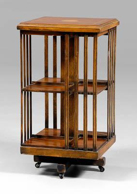 Appraisal: Edwardian inlaid revolving book stand fruitwood with line and fan