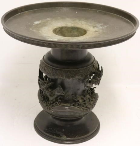 Appraisal: TH C JAPANESE BRONZE CENSER WITH A THREE-TOEDDRAGON PART CONSTRUCTION