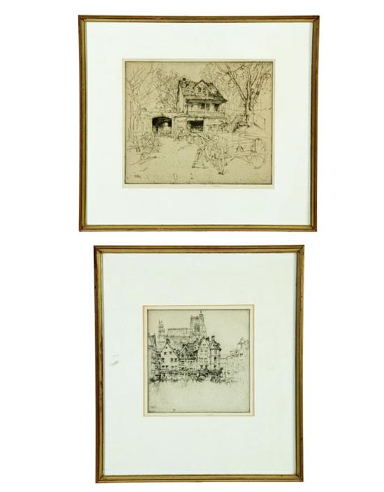 Appraisal: TWO ETCHINGS BY ERNEST DAVID ROTH BORN GERMANY - DIED