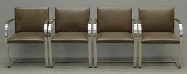 Appraisal: Set of four Mid Century Bruno chairs designed by Mies