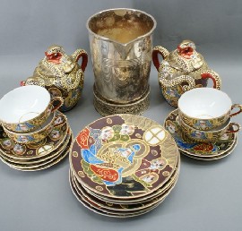 Appraisal: A th century Japanese Satsuma part tea set together with