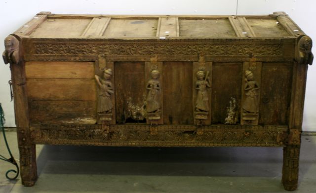 Appraisal: A th century Pittara Udaipur dowry chest the front carved