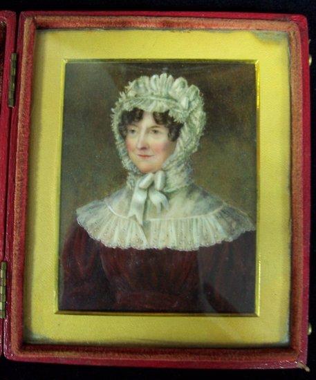 Appraisal: English School early th CenturyA Ladywearing a lace bonnet shawl