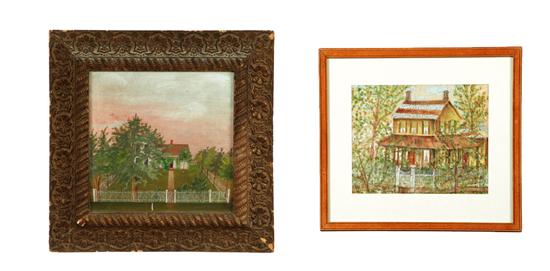 Appraisal: TWO PAINTINGS OF HOUSES AMERICAN SCHOOL LATE TH-EARLY TH CENTURY