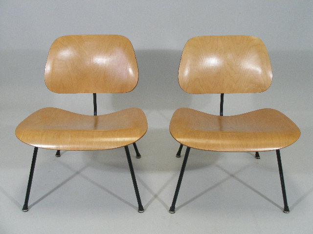 Appraisal: Pair of Vintage Charles Eames Style Lounge Chairs s molded