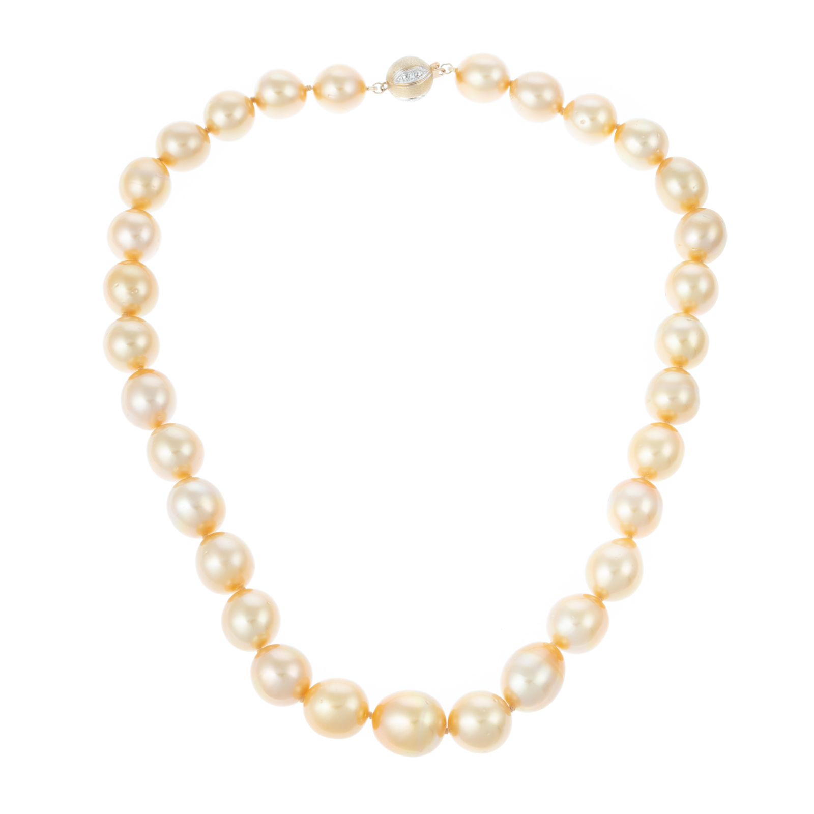 Appraisal: A GOLDEN SOUTH SEA PEARL NECKLACE IN K A strand