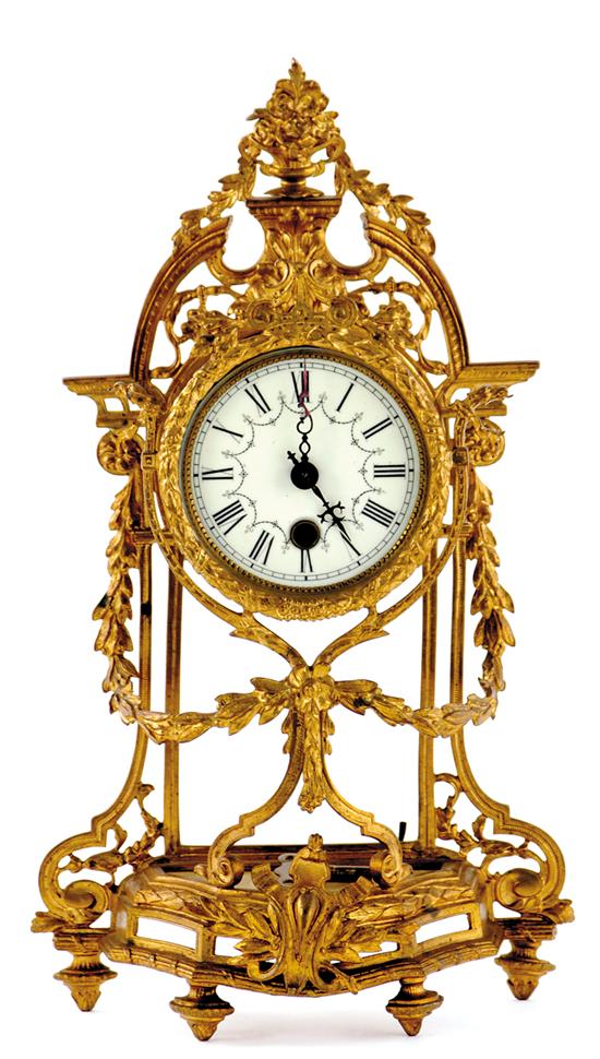 Appraisal: Continental brass mantel clock circa rococo style gilded brass open