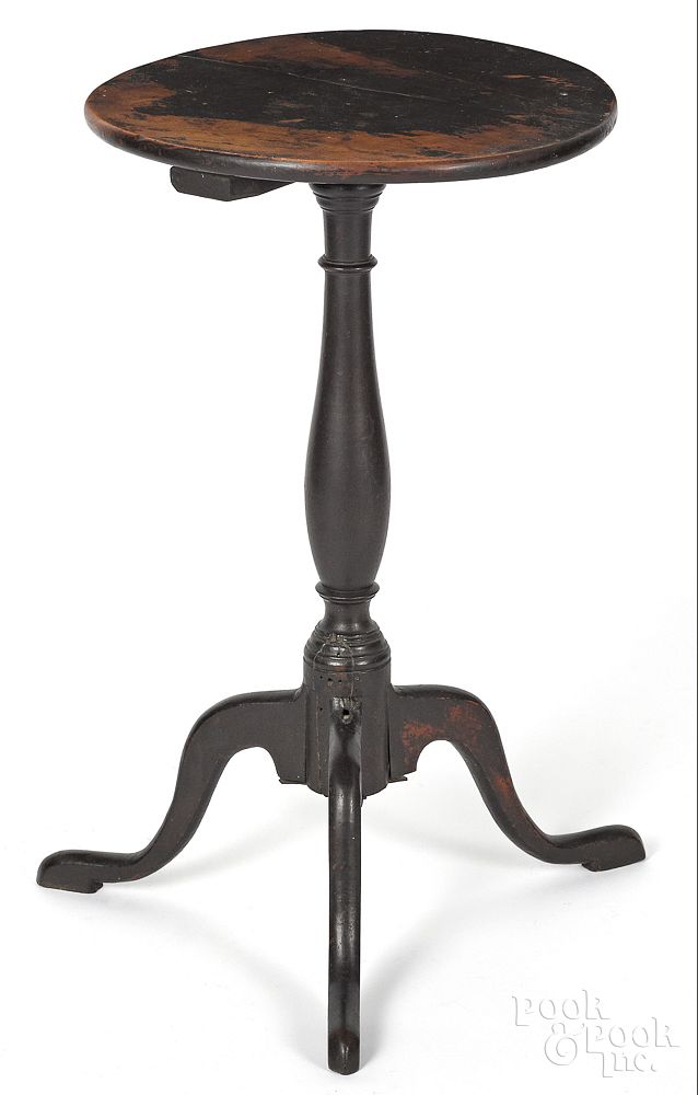 Appraisal: Pennsylvania painted walnut candlestand ca Pennsylvania painted walnut candlestand ca