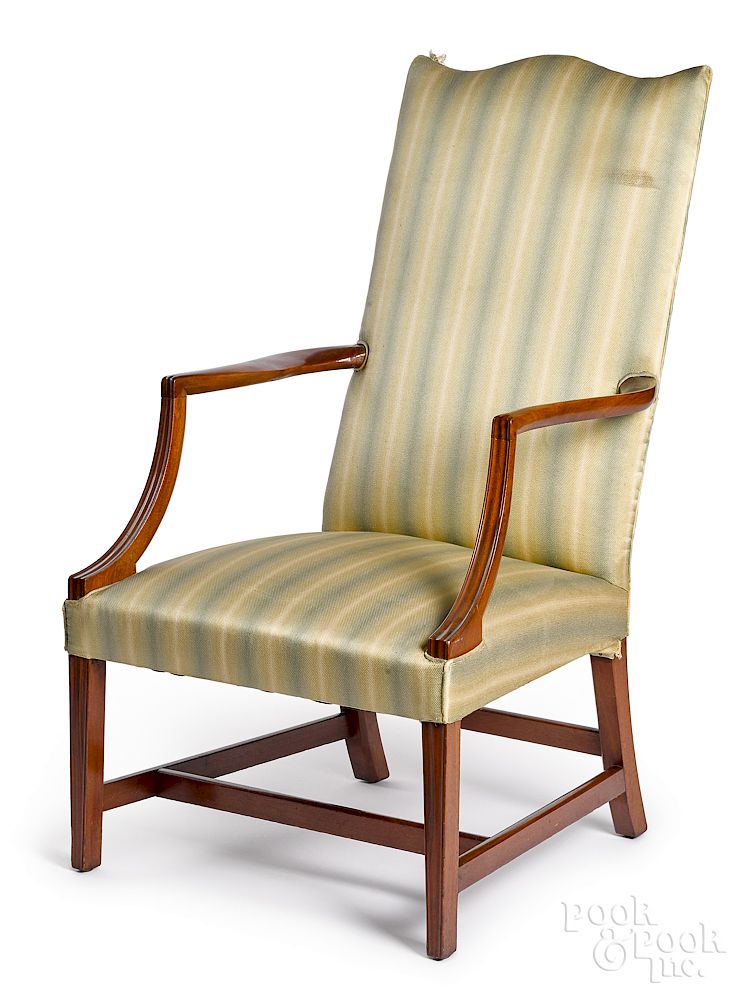 Appraisal: New England Federal mahogany lolling chair New England Federal mahogany