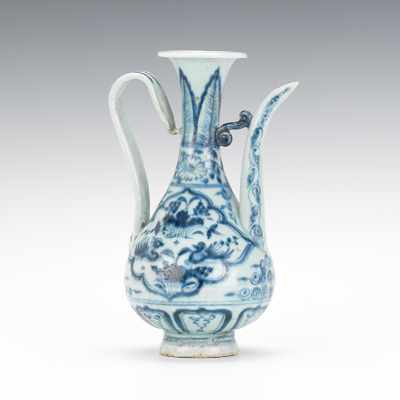 Appraisal: A Chinese Blue and White Ewer Of slender pear-form body