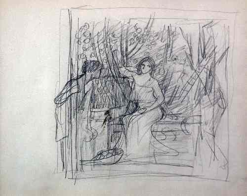 Appraisal: John William Waterhouse - - Pencil drawing from sketch book