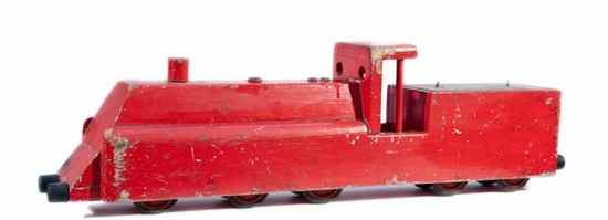 Appraisal: a wooden toy train ca 's painted red An object