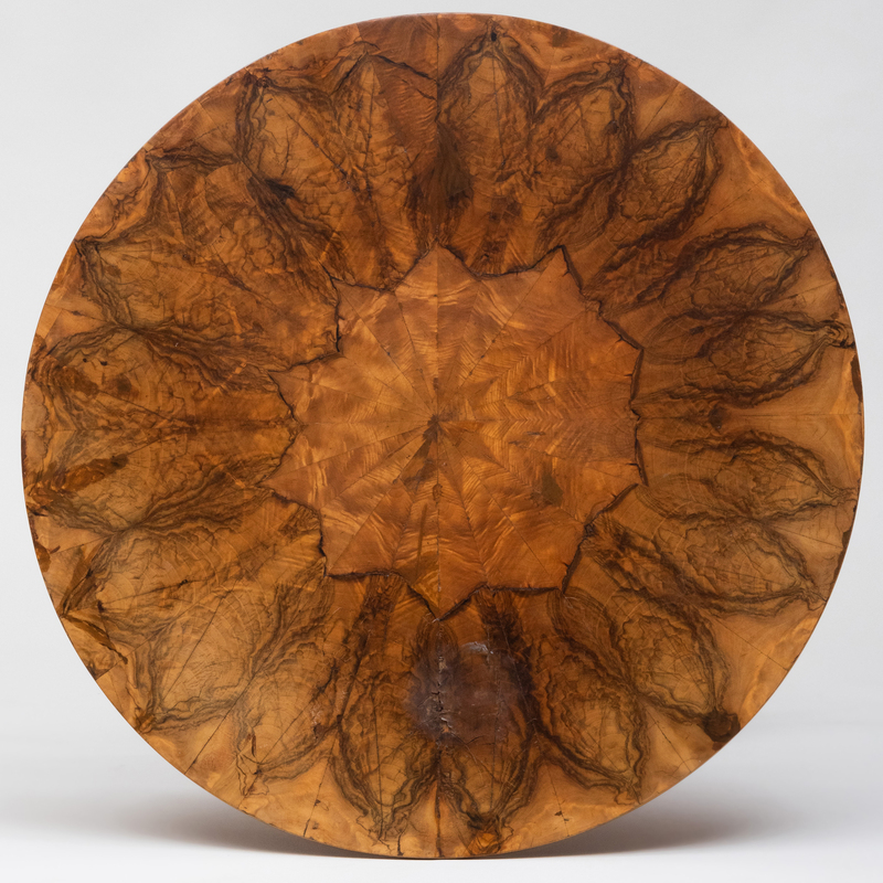 Appraisal: BIEDERMEIER BURL WALNUT CENTER TABLE x x in Condition Damage