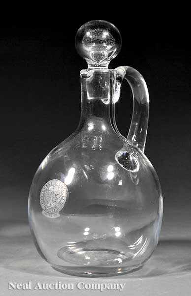 Appraisal: A Baccarat Blown Glass Stoppered Jug th c ovoid form