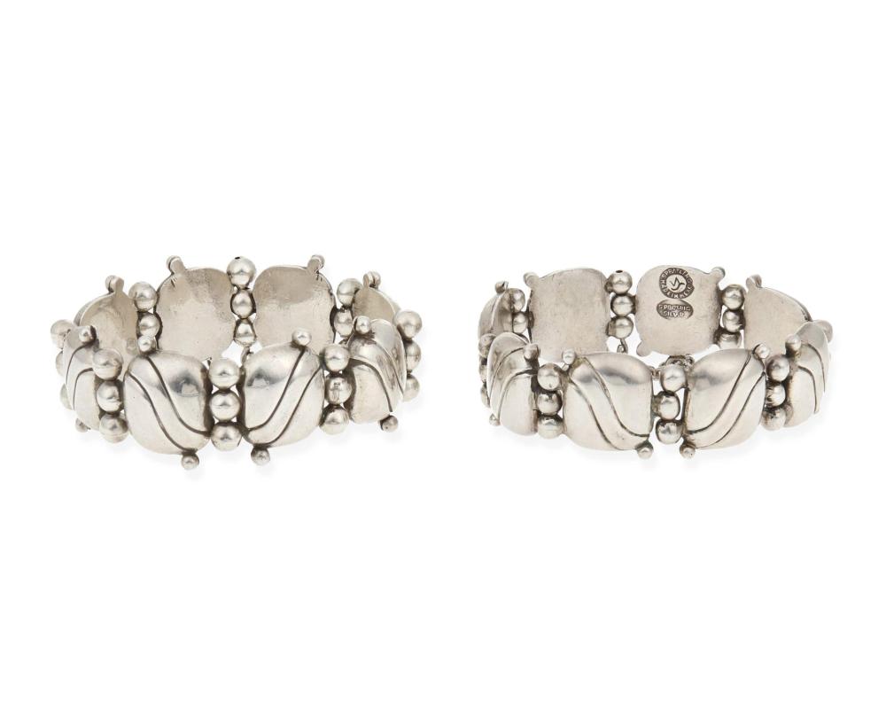 Appraisal: William Spratling - American A pair of silver link bracelets