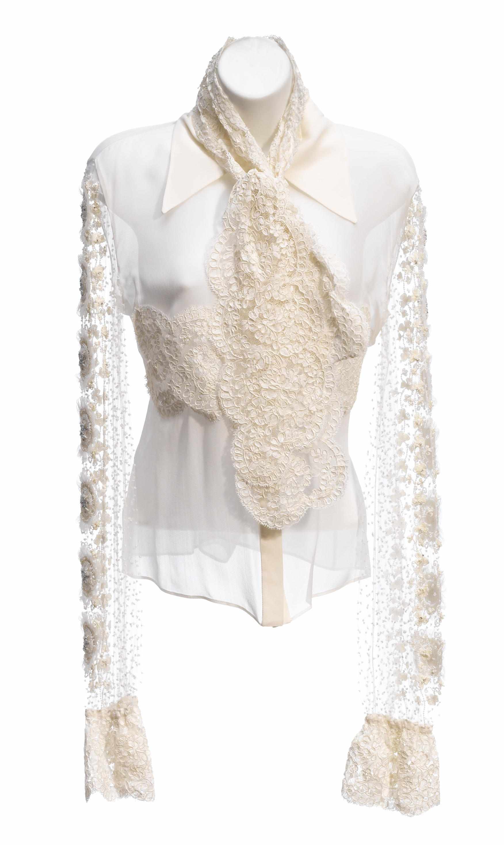 Appraisal: A Valentino sheer lace and beaded blouse size together with