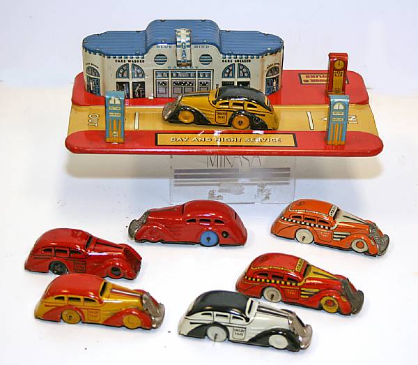 Appraisal: Marx Tricky Taxis Grouping of eight assorted Deco s stylized