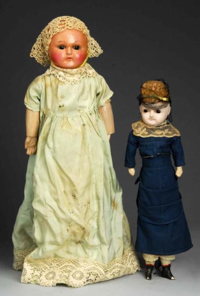 Appraisal: Lot of Early Wax Over Papier-Mache Dolls Description Germany -