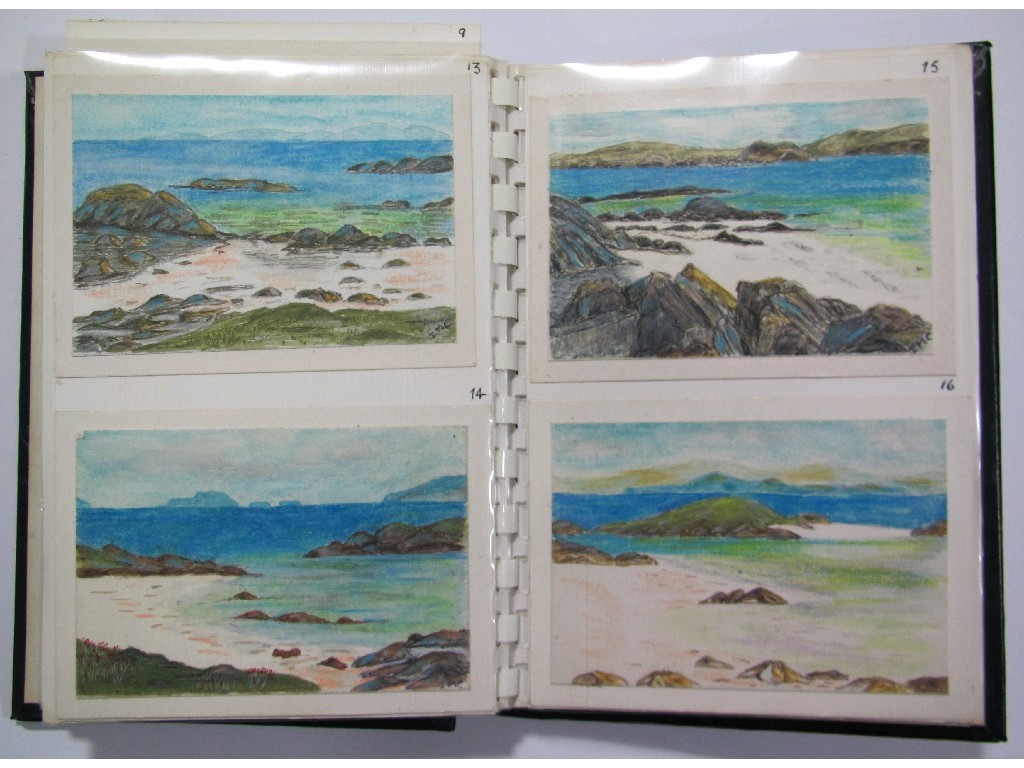 Appraisal: Photo album with miniatures views of Iona in pencil and