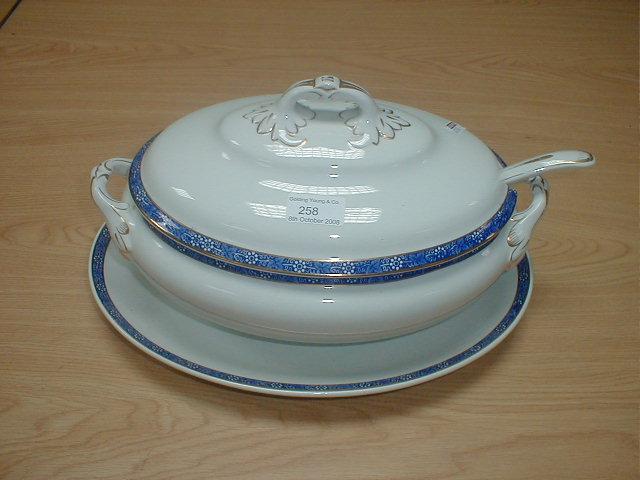 Appraisal: A late thC pottery soup tureen cover stand and ladle