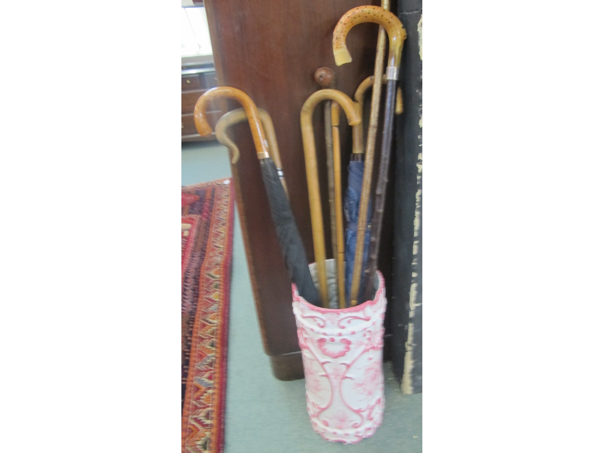 Appraisal: A ceramic stick stand and various sticks and others