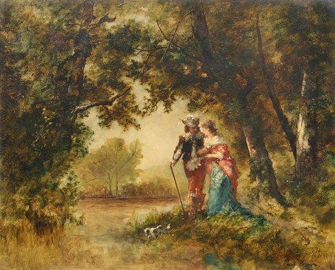 Appraisal: VERNON Paul French - Lovers Walk A Cavalier Walking with