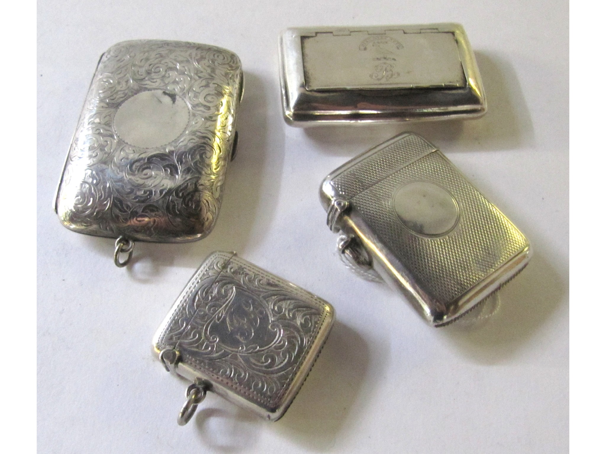 Appraisal: A lot comprising a silver snuff box two vestas and