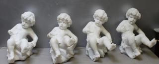 Appraisal: Vintage and Marble Putti Sculptures Apparently unsigned and from a