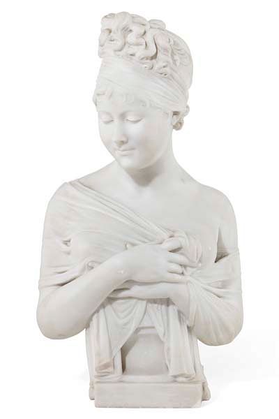 Appraisal: A French marble bust Madame Recamier Chinard A good quality