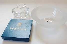 Appraisal: ROYAL WORCESTER BOXED PLATE FRENCH GLASS BOWL AND ORREFORS BOWL