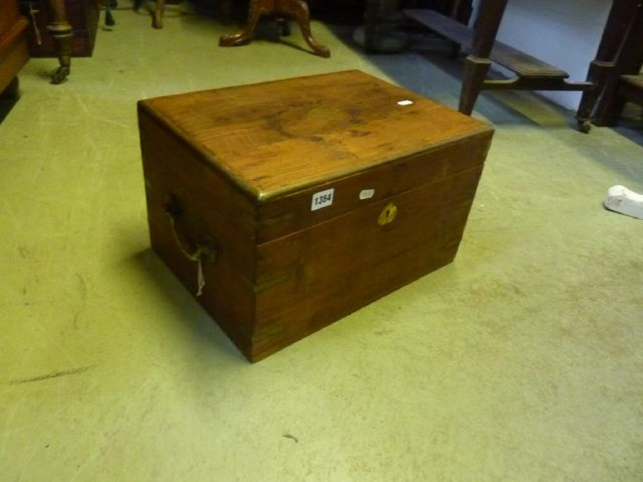 Appraisal: A small hardwood box chest probably Indian with hnged lid