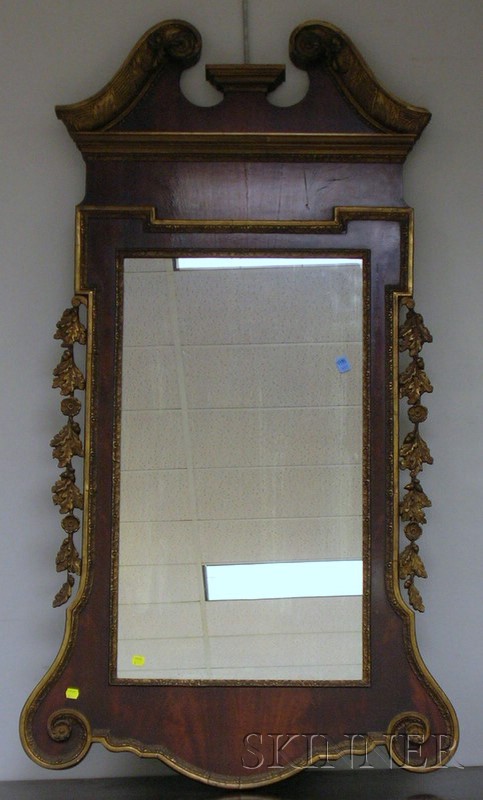 Appraisal: Georgian-style Gilt-gesso and Mahogany Veneer Mirror lg in