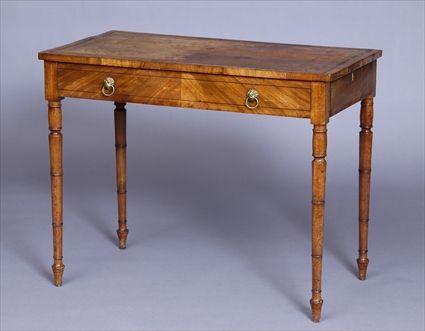 Appraisal: REGENCY INLAID MAHOGANY WRITING TABLE The rectangular crossbanded top with