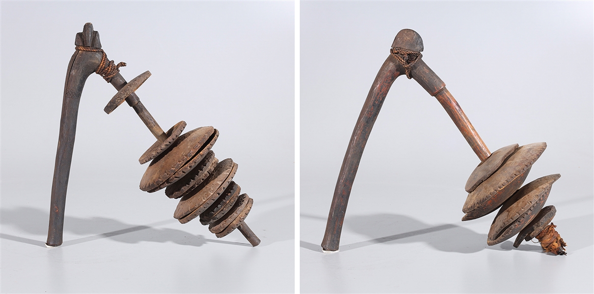 Appraisal: Pair of African Senufo Wasamaka rattles early th century overall