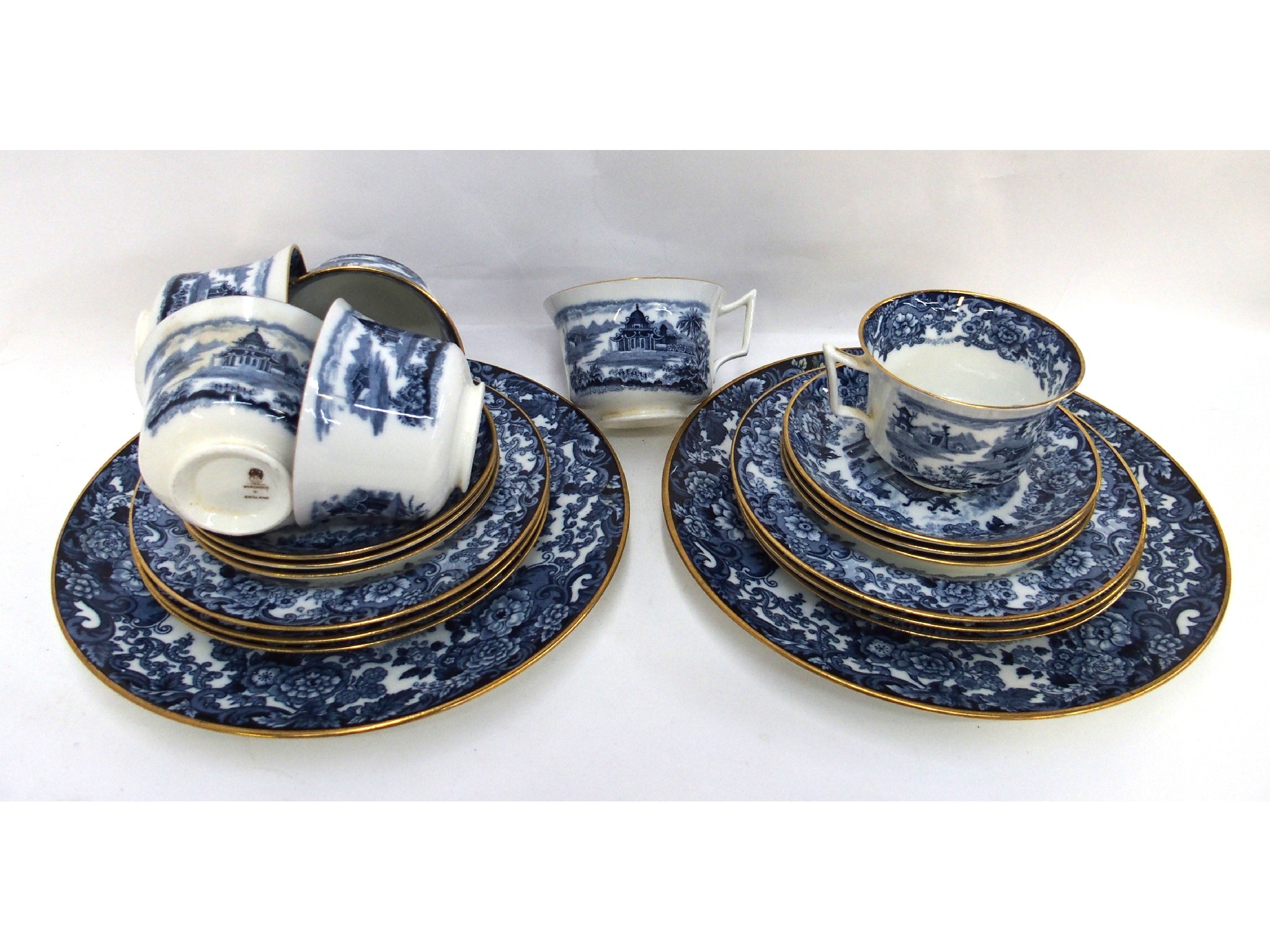 Appraisal: Wedgwood blue and white transfer printed teawares