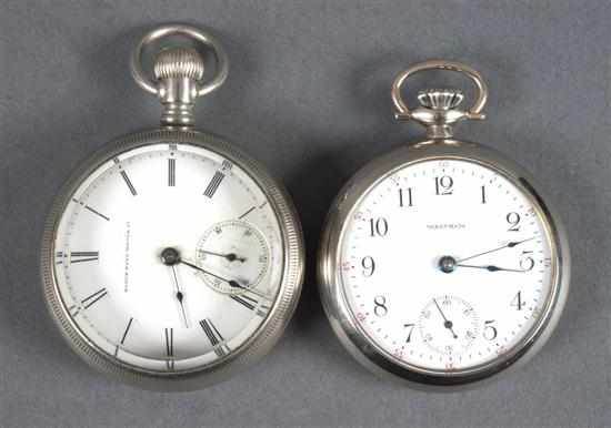 Appraisal: Elgin nickel silver open-face pocket watch and a Waltham silver