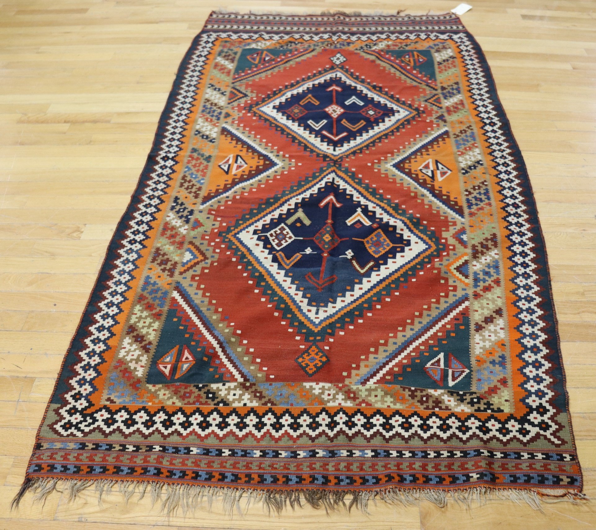 Appraisal: ANTIQUE FINELY HAND WOVEN CARPET Good size with nice pattern