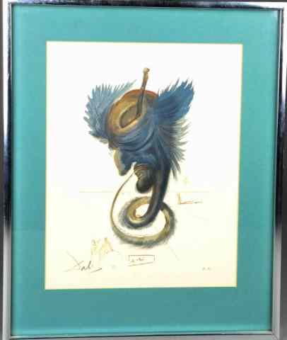 Appraisal: SIGNED REPRODUCTION BY SALVADORE DALIFramed woodcut from Dante's ''Divine Comedy''