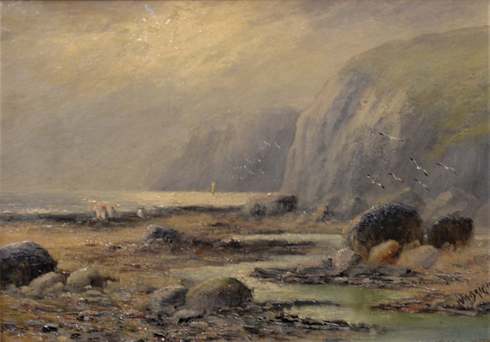 Appraisal: W A Bricht th th century coastal scene with rocks