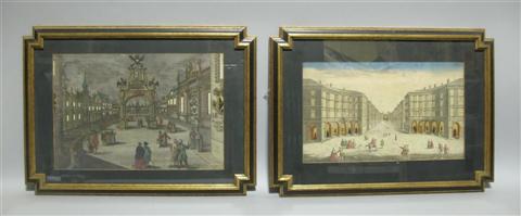 Appraisal: PAIR OF FRENCH ILLUMINATED PRINTS One depicting a day and