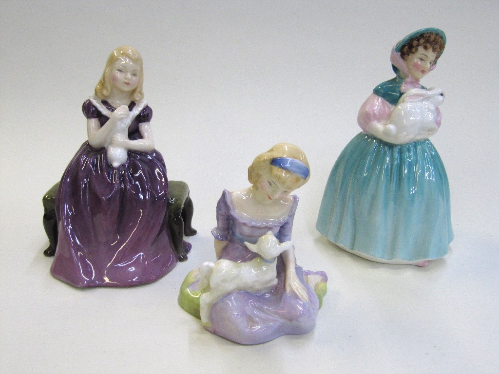 Appraisal: Three Royal Doulton figures 'Mary had a little lamb' HN