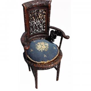 Appraisal: th C Carved Rosewood Chair th C Carved Rosewood Chair