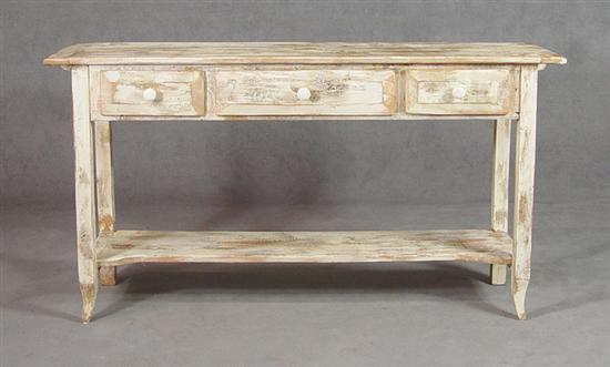 Appraisal: Country Style Side Table Late th Century Three drawers and