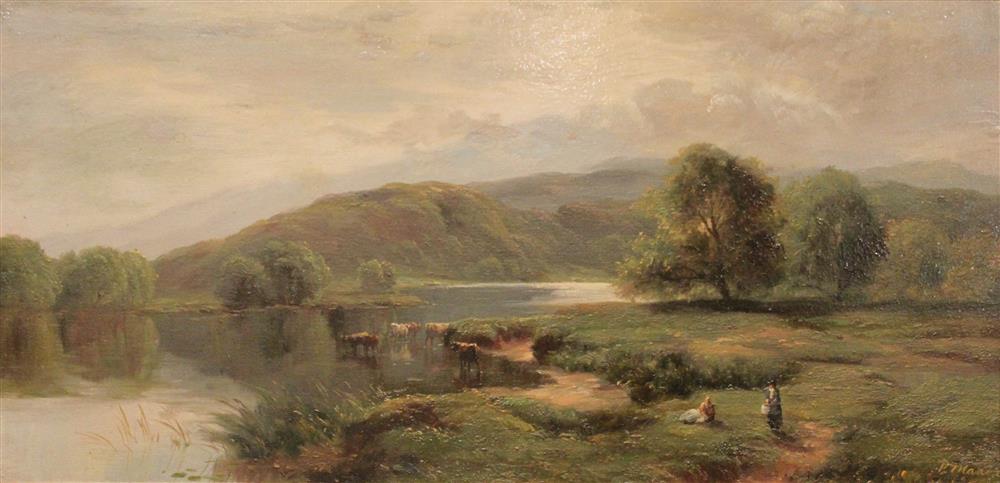 Appraisal: P MANOR TH CENTURY LANDSCAPE WITH CATTLE and LANDSCAPE WITH