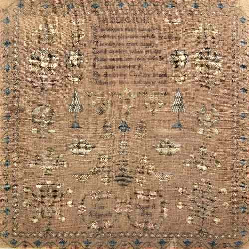 Appraisal: A Victorian needlework sampler - ''Religion'' worked by ''Jane Edwards