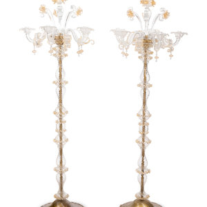 Appraisal: A Pair of Seguso Murano Glass Torch res Circa Height