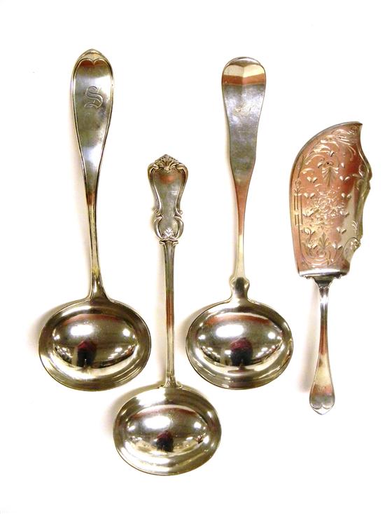 Appraisal: SILVER Four large American coin and sterling flatware service pieces